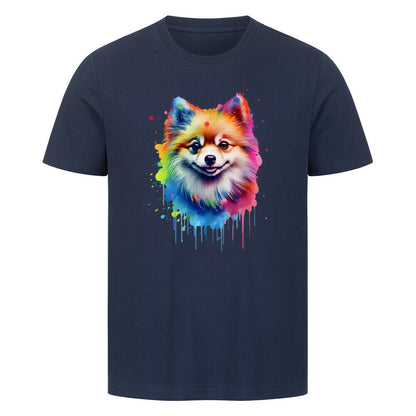 Premium T-Shirt "Pomeranian Paint" French Navy – hunde-shirt.de
