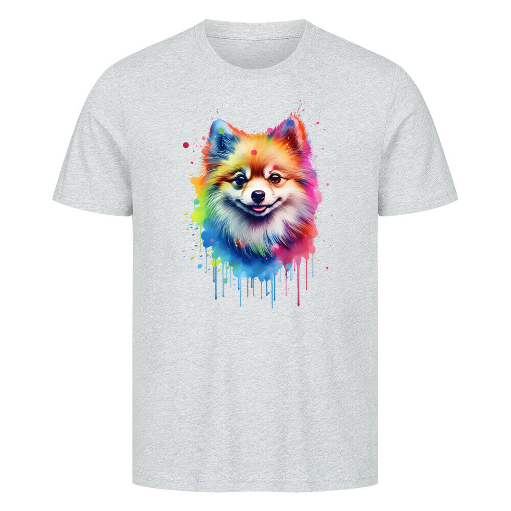 Premium T-Shirt "Pomeranian Paint" Heather Grey – hunde-shirt.de