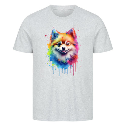 Premium T-Shirt "Pomeranian Paint" Heather Grey – hunde-shirt.de