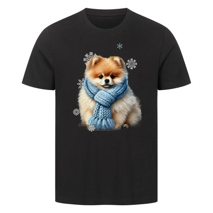Premium T-Shirt "Pomeranian Beige Winter" Schwarz – hunde-shirt.de