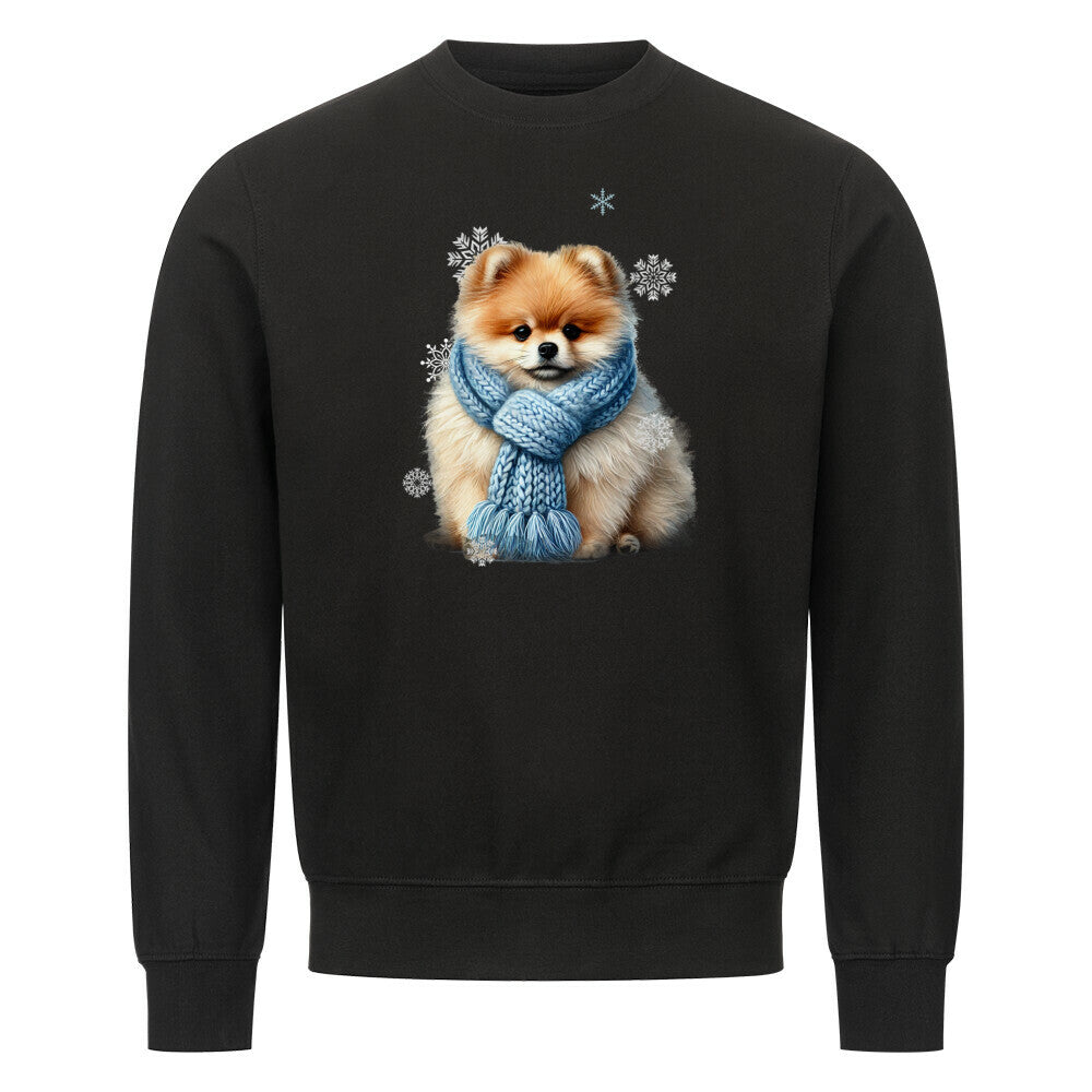 Premium Sweatshirt "Pomeranian Beige Winter" Schwarz – hunde-shirt.de