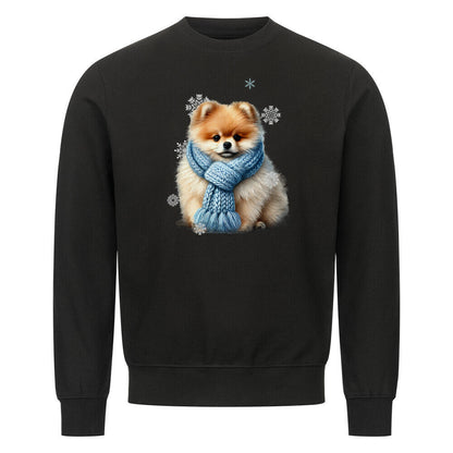Premium Sweatshirt "Pomeranian Beige Winter" Schwarz – hunde-shirt.de