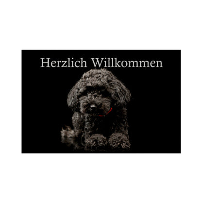 Fußmatte "Pudel schwarz" Weiß – hunde-shirt.de