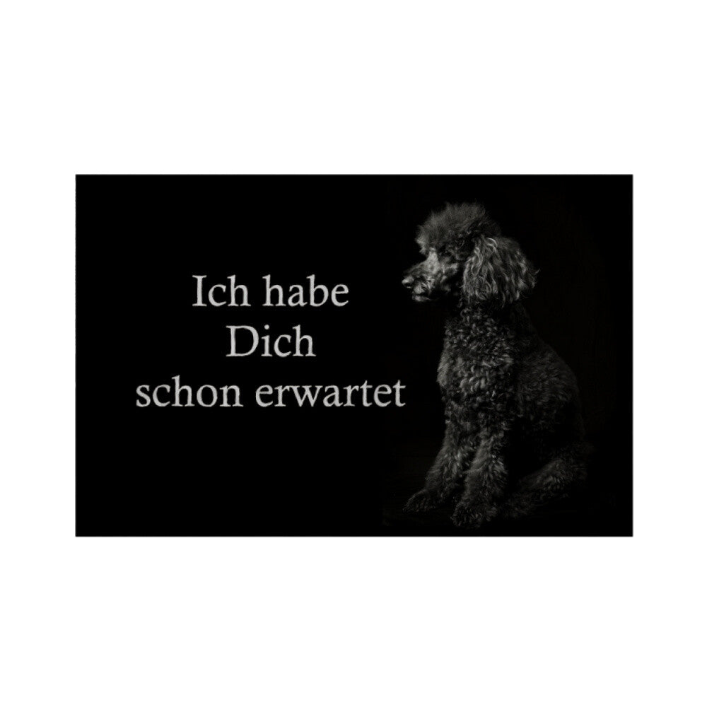 Fußmatte "Pudel - schon erwartet" Weiß – hunde-shirt.de