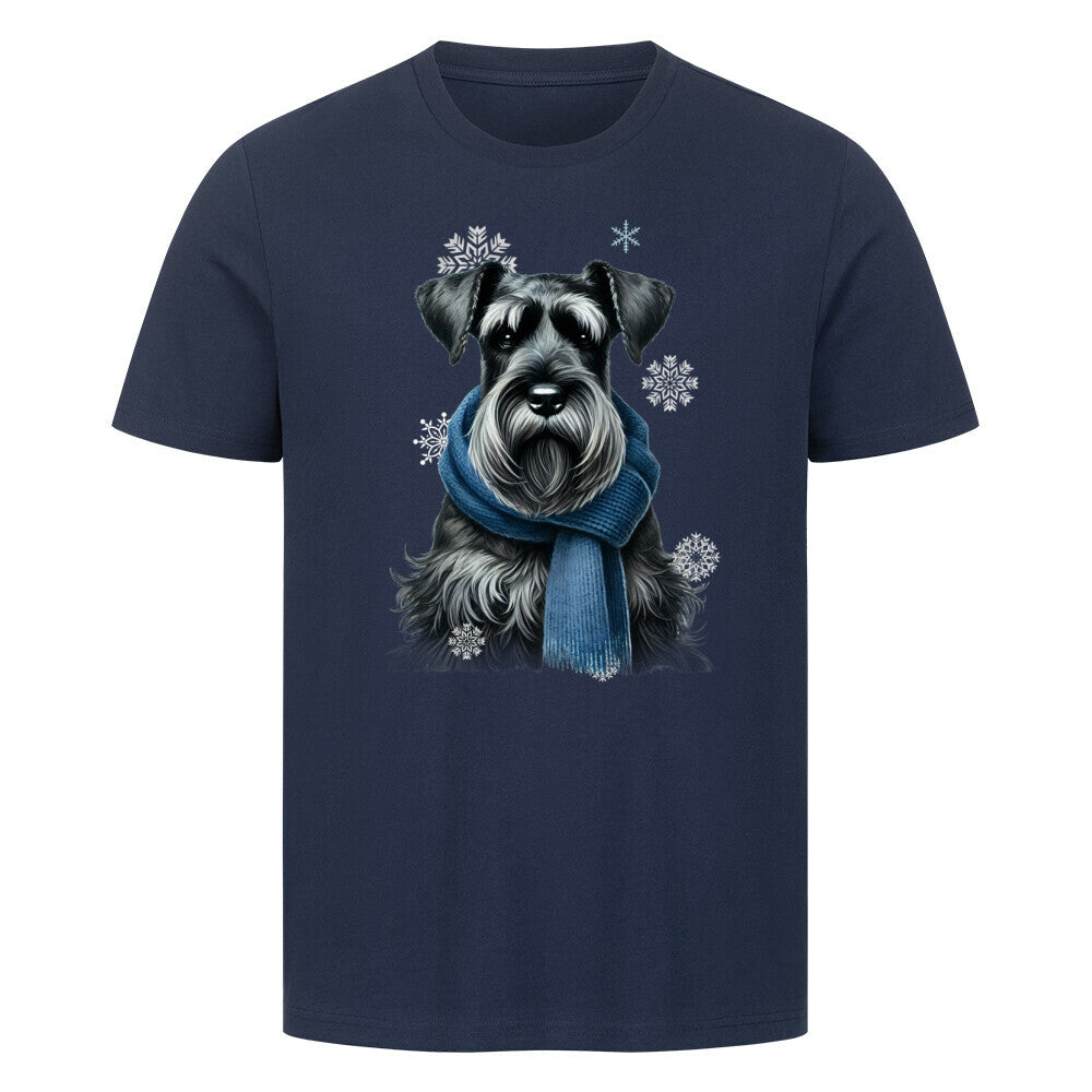 Premium T-Shirt "Riesenschnauzer Winter" French Navy – hunde-shirt.de