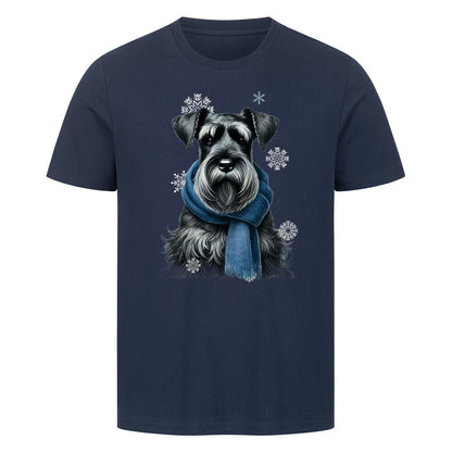 Premium T-Shirt "Riesenschnauzer Winter" French Navy – hunde-shirt.de