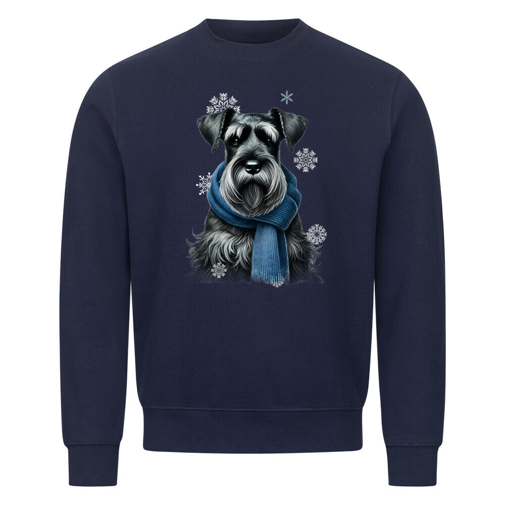 Premium Sweatshirt "Riesenschnauzer Winter" Navy Blue – hunde-shirt.de