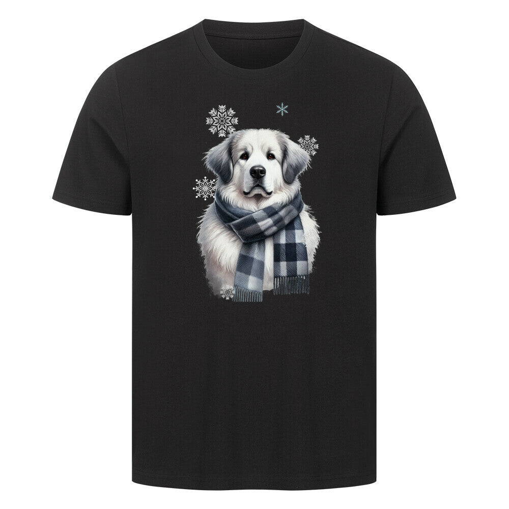 Premium T-Shirt "Pyrenäenberghund Winter" Schwarz – hunde-shirt.de