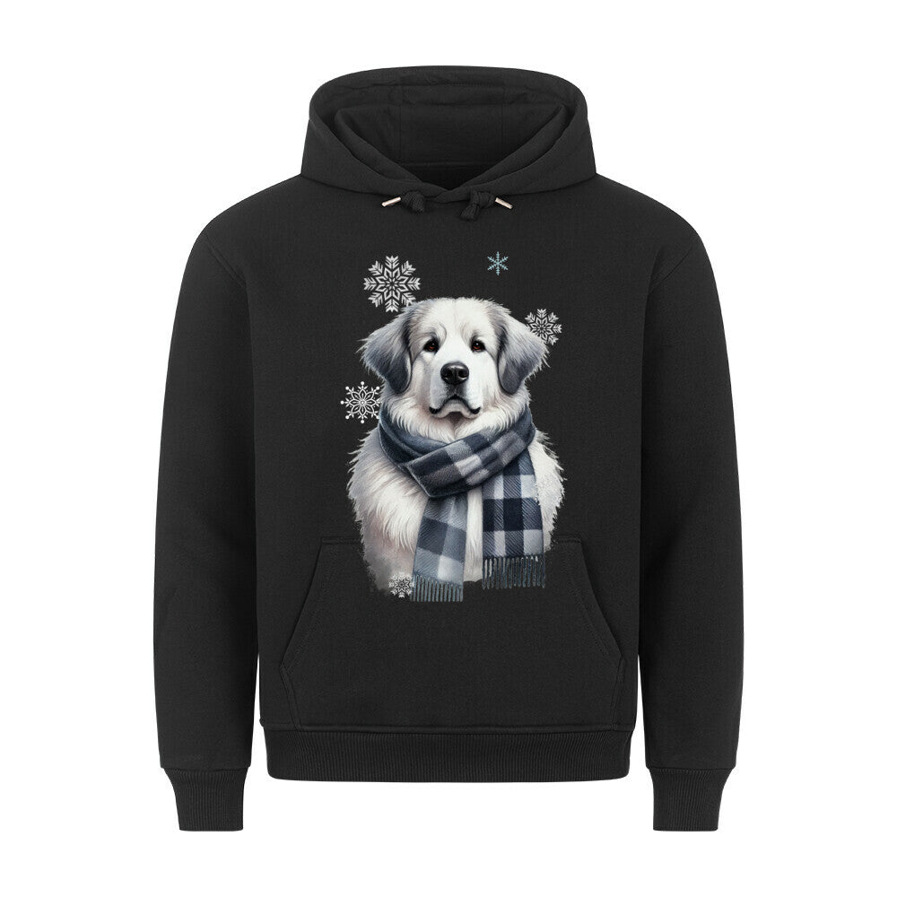 Premium Hoodie "Pyrenäenberghund Winter" Schwarz – hunde-shirt.de