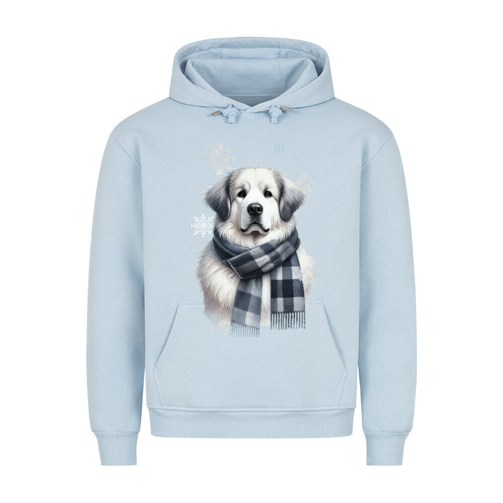 Premium Hoodie "Pyrenäenberghund Winter" Babyblau – hunde-shirt.de