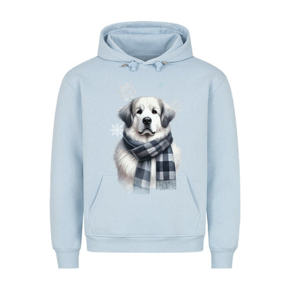 Premium Hoodie "Pyrenäenberghund Winter" Babyblau – hunde-shirt.de