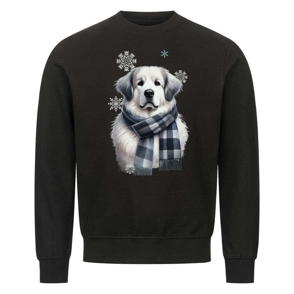 Premium Sweatshirt "Pyrenäenberghund Winter" Schwarz – hunde-shirt.de