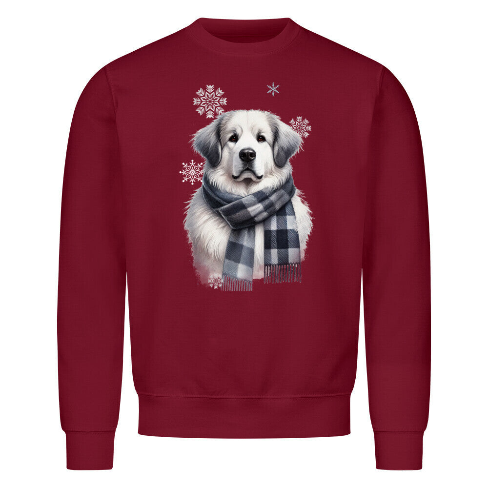Premium Sweatshirt "Pyrenäenberghund Winter" Burgunder – hunde-shirt.de