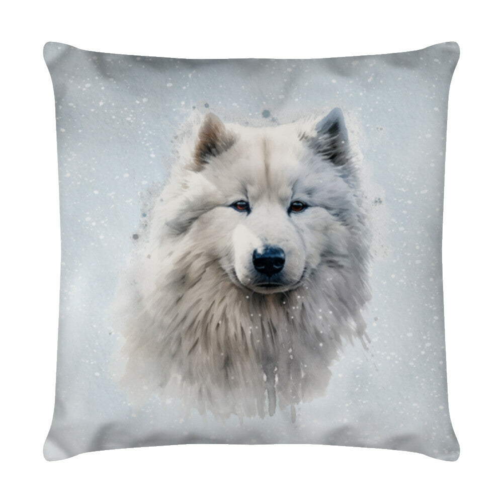 Kissen "Samoyed Winter" Weiß – hunde-shirt.de