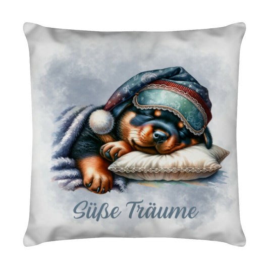 Kissen "Rottweiler - Süße Träume" Weiß – hunde-shirt.de