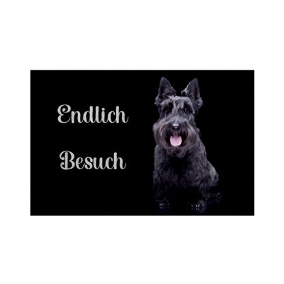Fußmatte "Scottish Terrier - Endlich Besuch" Weiß – hunde-shirt.de