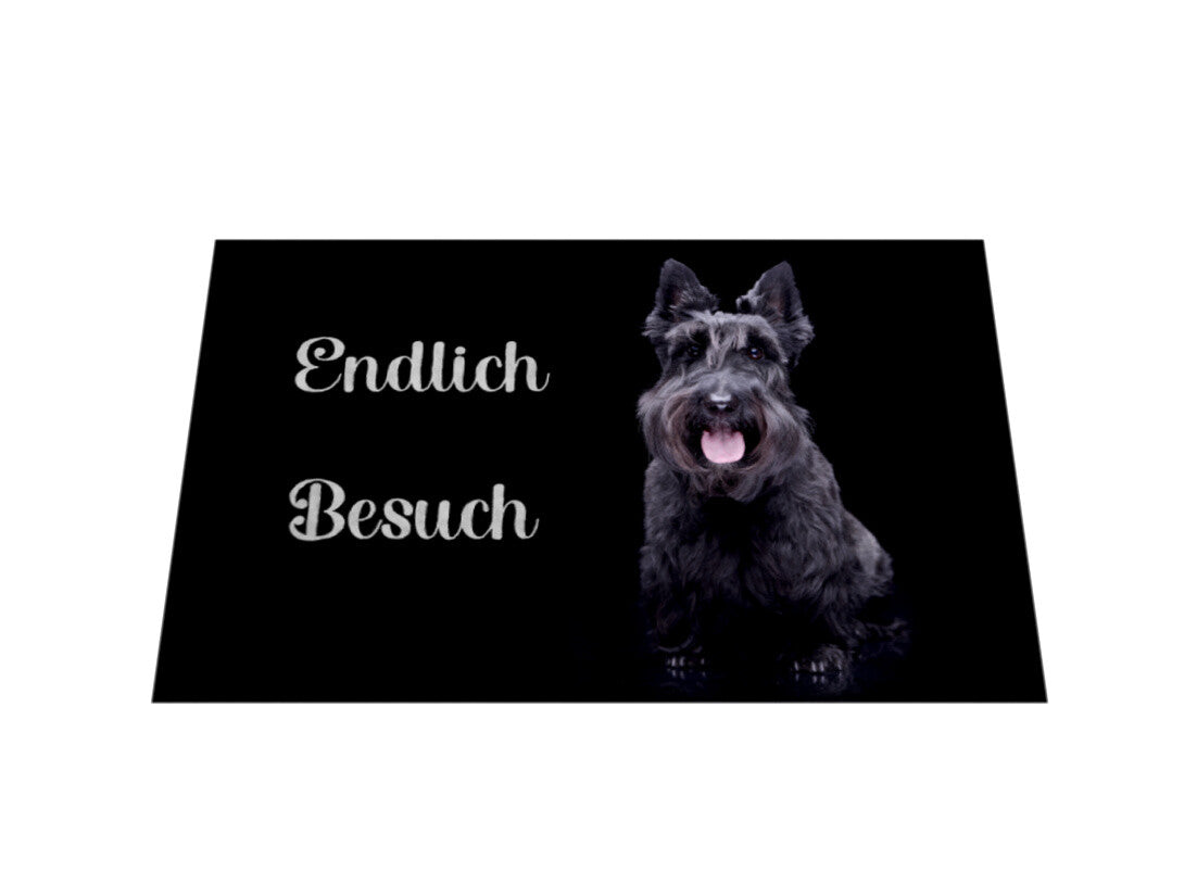 Fußmatte "Scottish Terrier - Endlich Besuch" – hunde-shirt.de