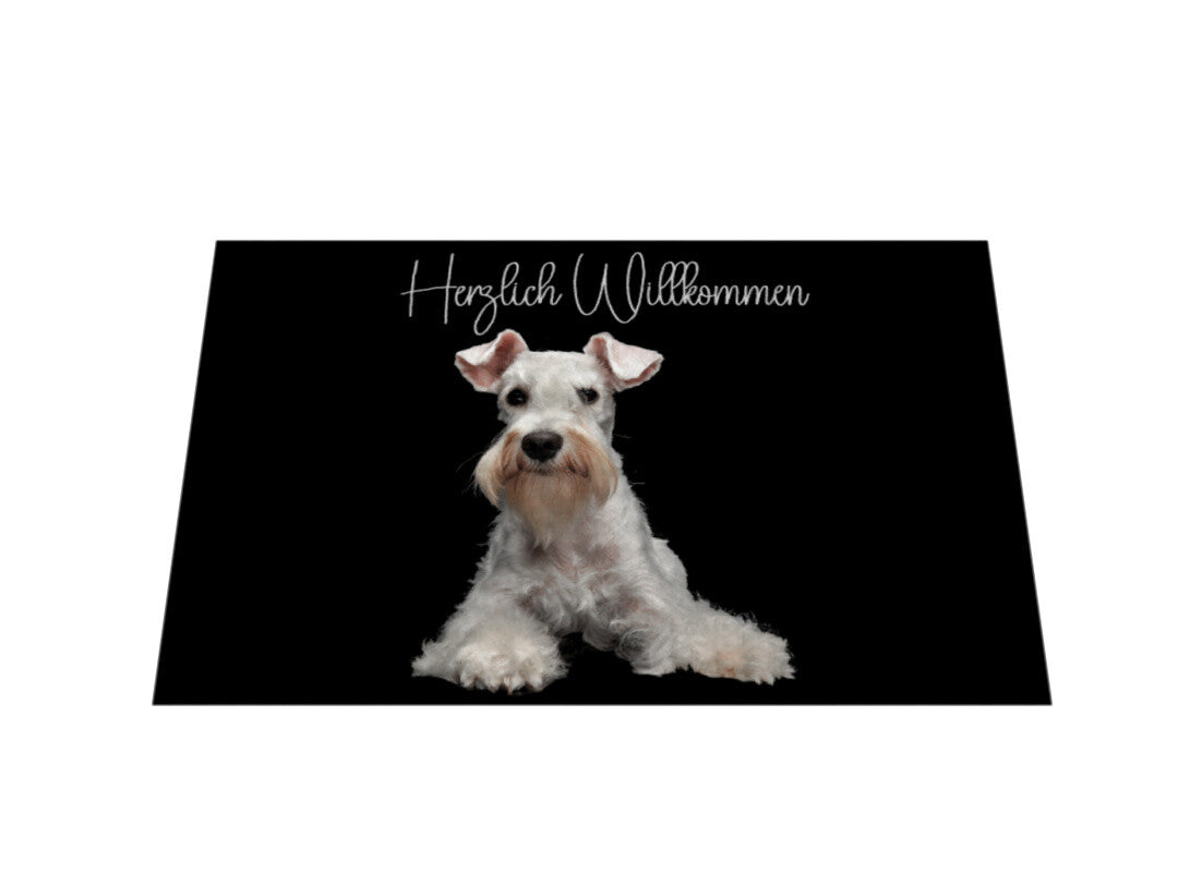 Fußmatte "Scottish Terrier weiß - Herzlich Willkommen" – hunde-shirt.de