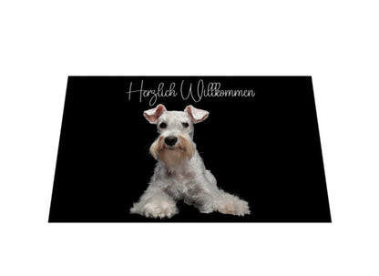 Fußmatte "Scottish Terrier weiß - Herzlich Willkommen" – hunde-shirt.de