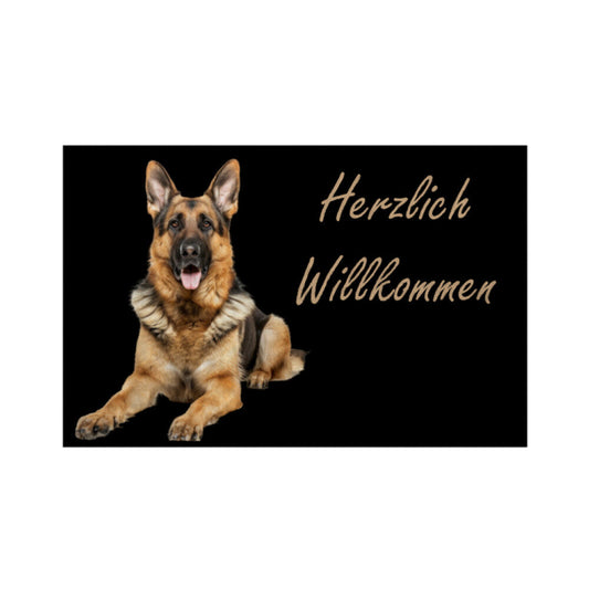 Fußmatte "Deutscher Schäferhund - Herzlich Willkommen" Weiß – hunde-shirt.de
