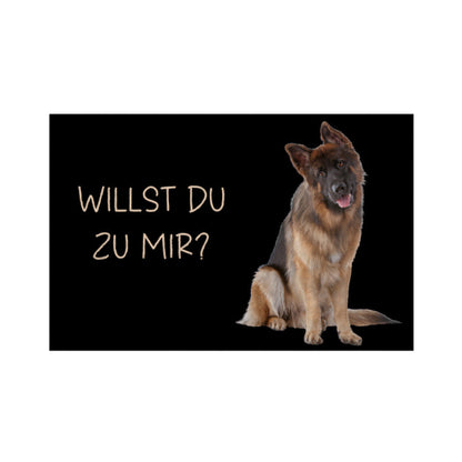 Fußmatte "Deutscher Schäferhund - Willst Du zu mir?" Weiß – hunde-shirt.de