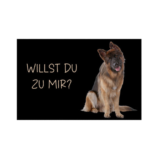 Fußmatte "Deutscher Schäferhund - Willst Du zu mir?" Weiß – hunde-shirt.de