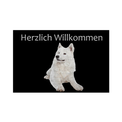 Fußmatte "Samoyed - Herzlich Willkommen" Weiß – hunde-shirt.de