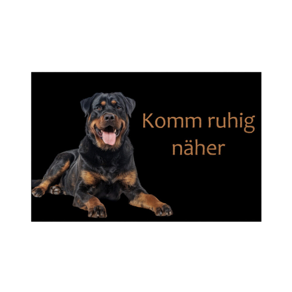 Fußmatte "Rottweiler - Komm ruhig näher" Weiß – hunde-shirt.de