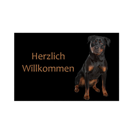 Fußmatte "Rottweiler - Herzlich Willkommen" Weiß – hunde-shirt.de
