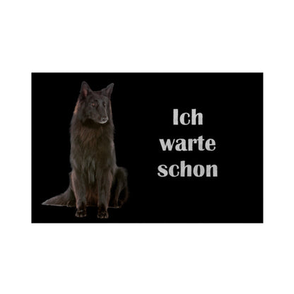 Fußmatte "Belgischer Schäferhund / Groenendael - Ich warte schon" Weiß – hunde-shirt.de