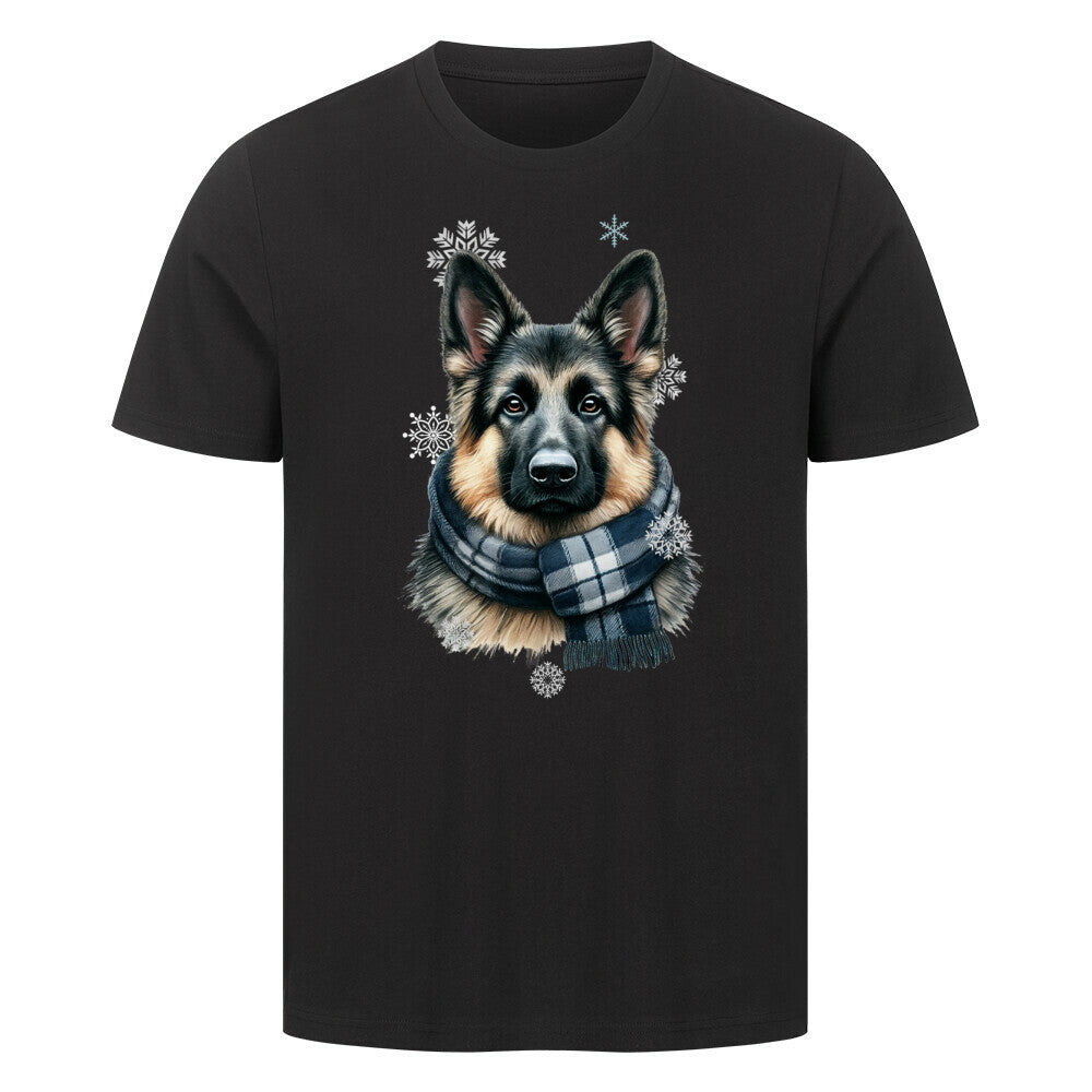 Premium T-Shirt "Schäferhund Winter" Schwarz – hunde-shirt.de