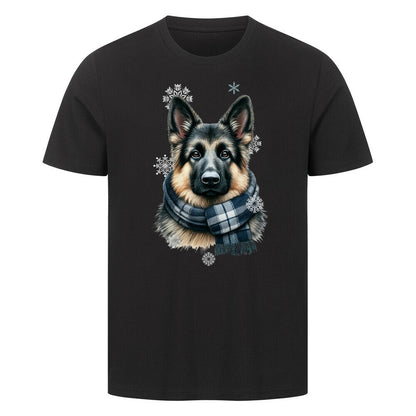 Premium T-Shirt "Schäferhund Winter" Schwarz – hunde-shirt.de