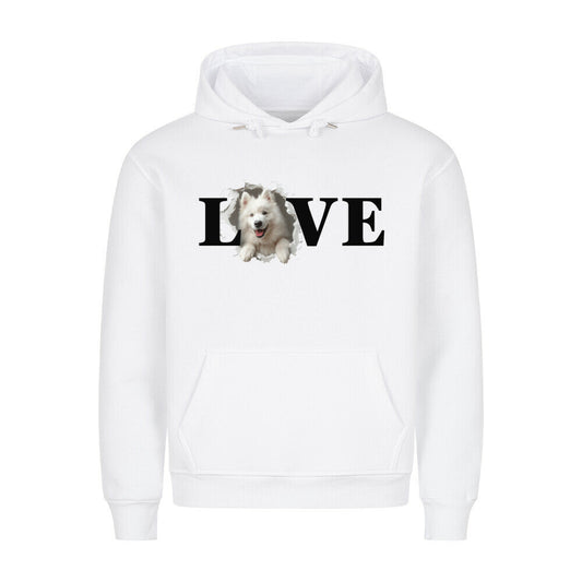 Premium Hoodie "Samoyed LOVE" Weiß – hunde-shirt.de