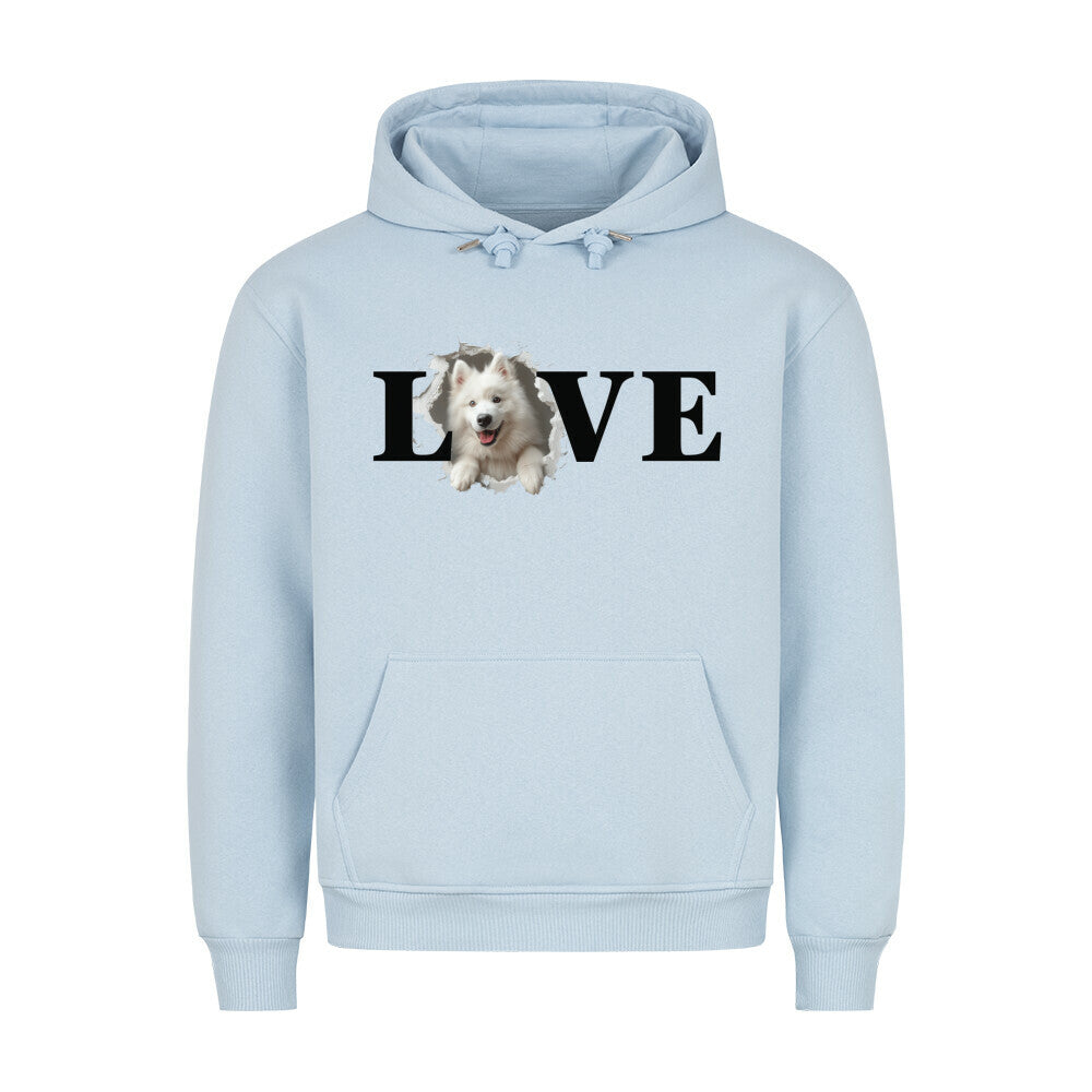 Premium Hoodie "Samoyed LOVE" Babyblau – hunde-shirt.de