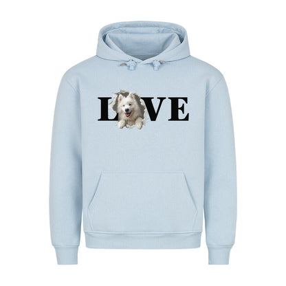 Premium Hoodie "Samoyed LOVE" Babyblau – hunde-shirt.de