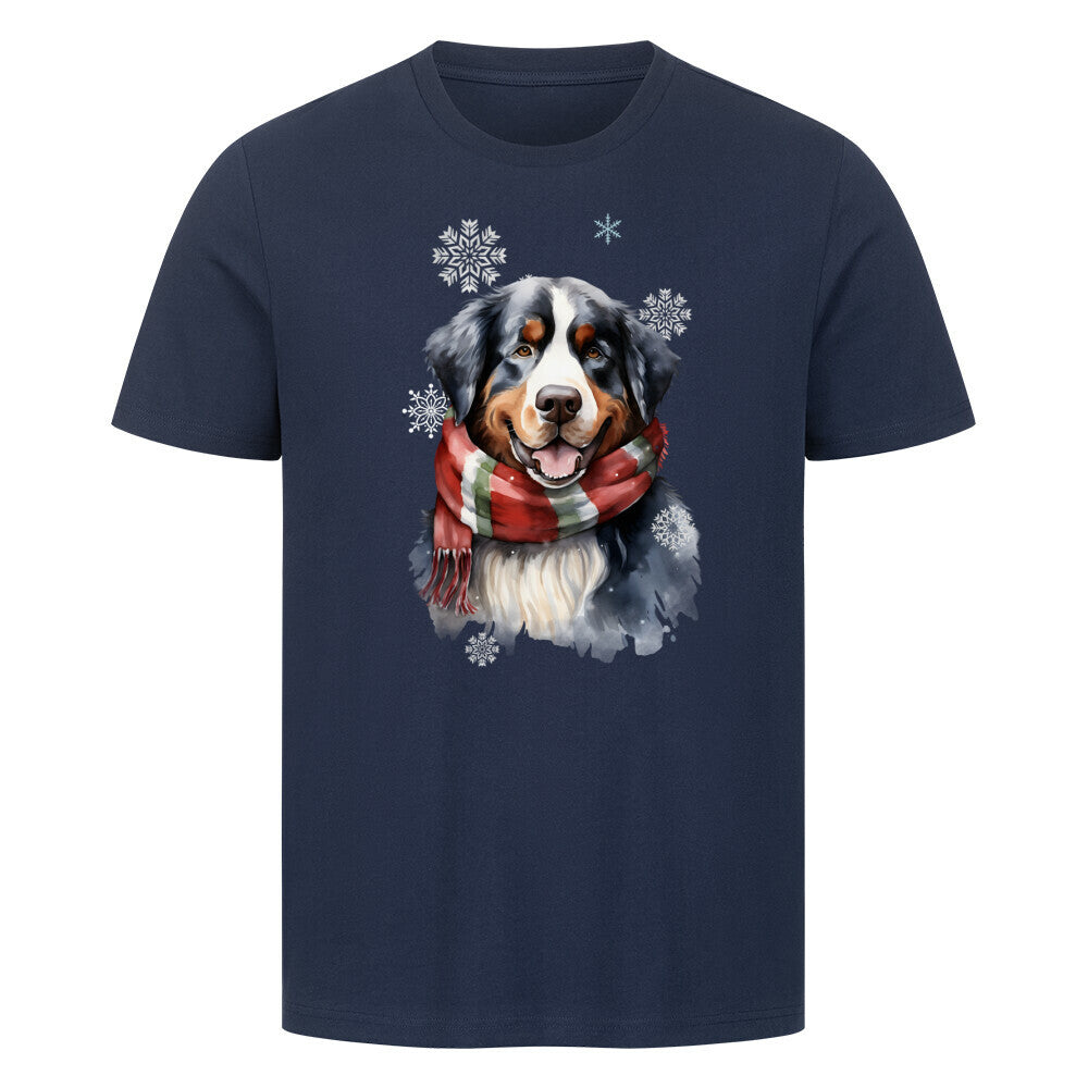 Premium T-Shirt "Berner Sennenhund Winter" French Navy – hunde-shirt.de