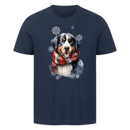Premium T-Shirt "Berner Sennenhund Winter" French Navy – hunde-shirt.de
