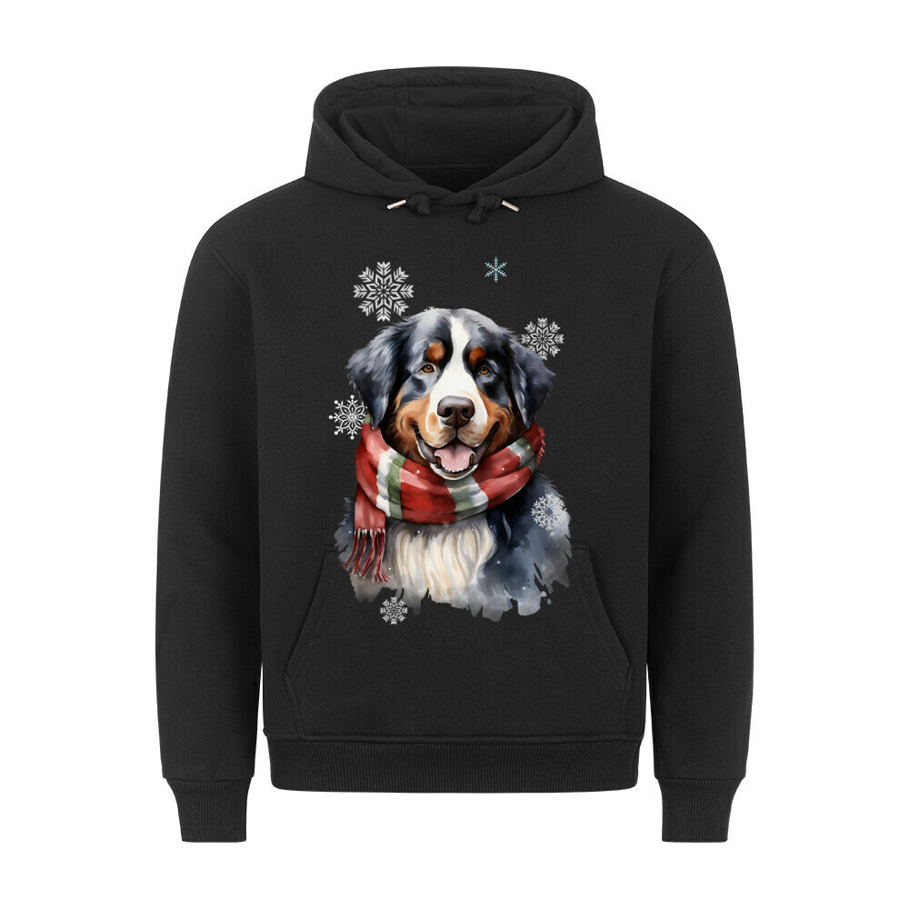 Premium Hoodie "Berner Sennenhund Winter" Schwarz – hunde-shirt.de