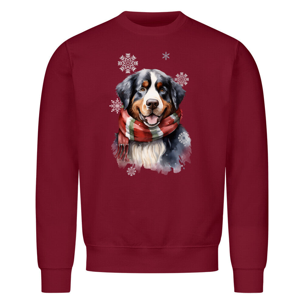 Premium Sweatshirt "Berner Sennenhund Winter" Burgunder – hunde-shirt.de