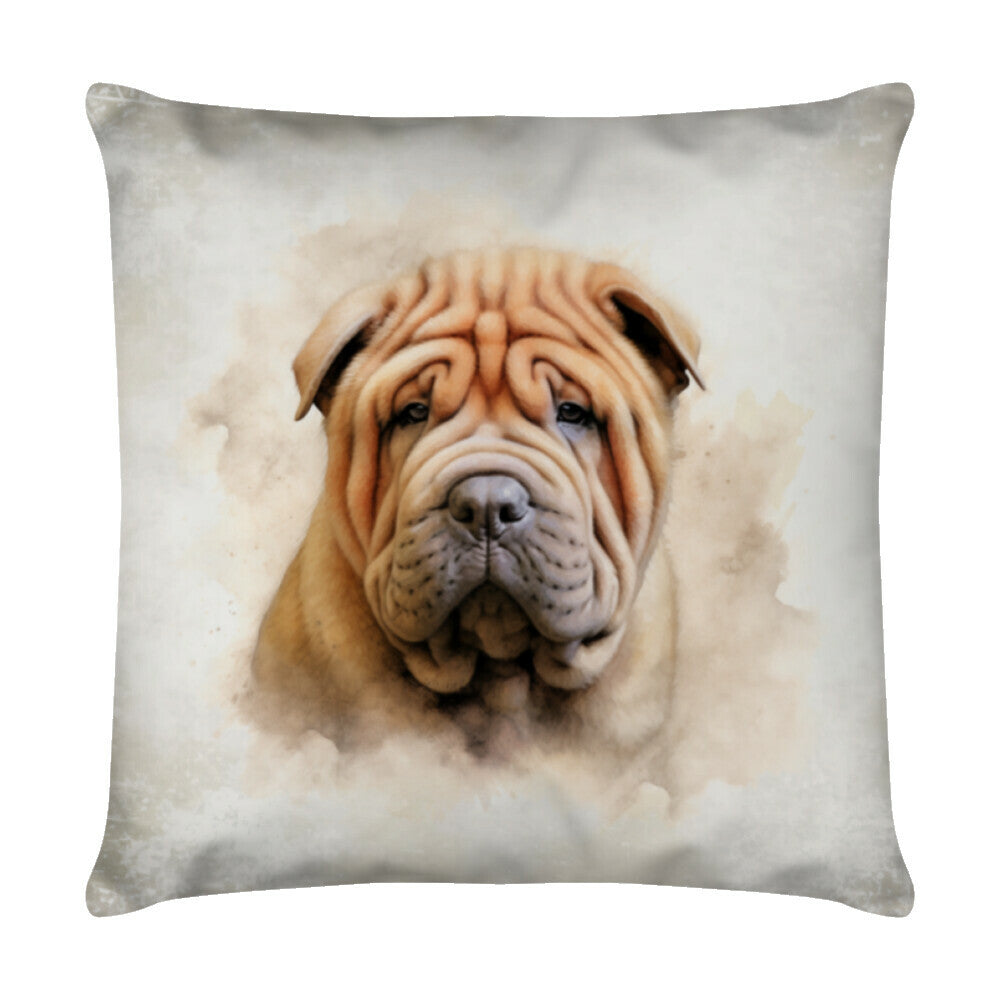 Kissen "Shar Pei Portrait" Weiß – hunde-shirt.de