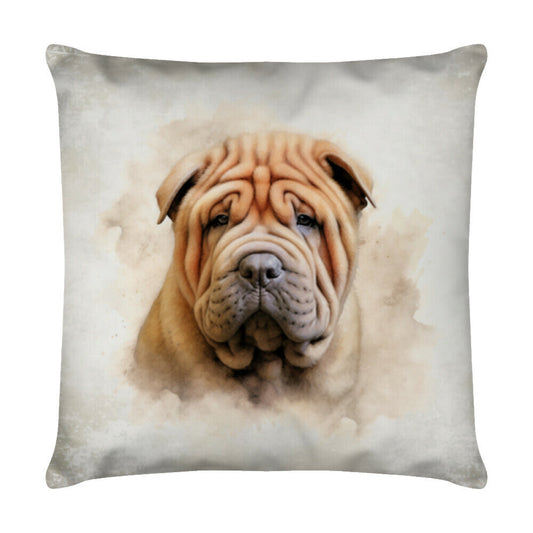 Kissen "Shar Pei Portrait" Weiß – hunde-shirt.de