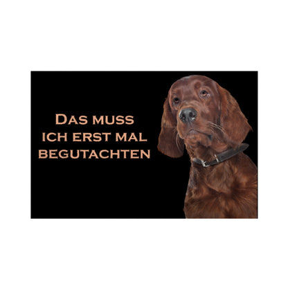 Fußmatte "Irish Setter - Begutachten" Weiß – hunde-shirt.de