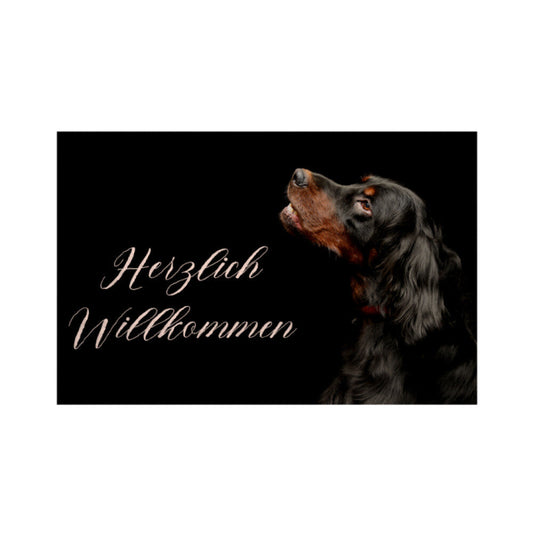 Fußmatte "Gordon Setter - Herzlich Willkommen" Weiß – hunde-shirt.de