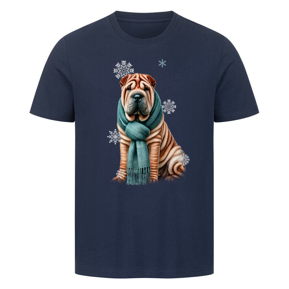 Premium T-Shirt "Shar Pei Winter" French Navy – hunde-shirt.de