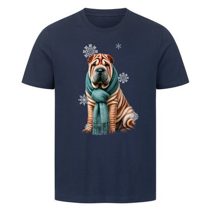 Premium T-Shirt "Shar Pei Winter" French Navy – hunde-shirt.de