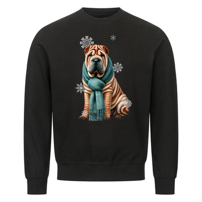 Premium Sweatshirt "Shar Pei Winter" Schwarz – hunde-shirt.de