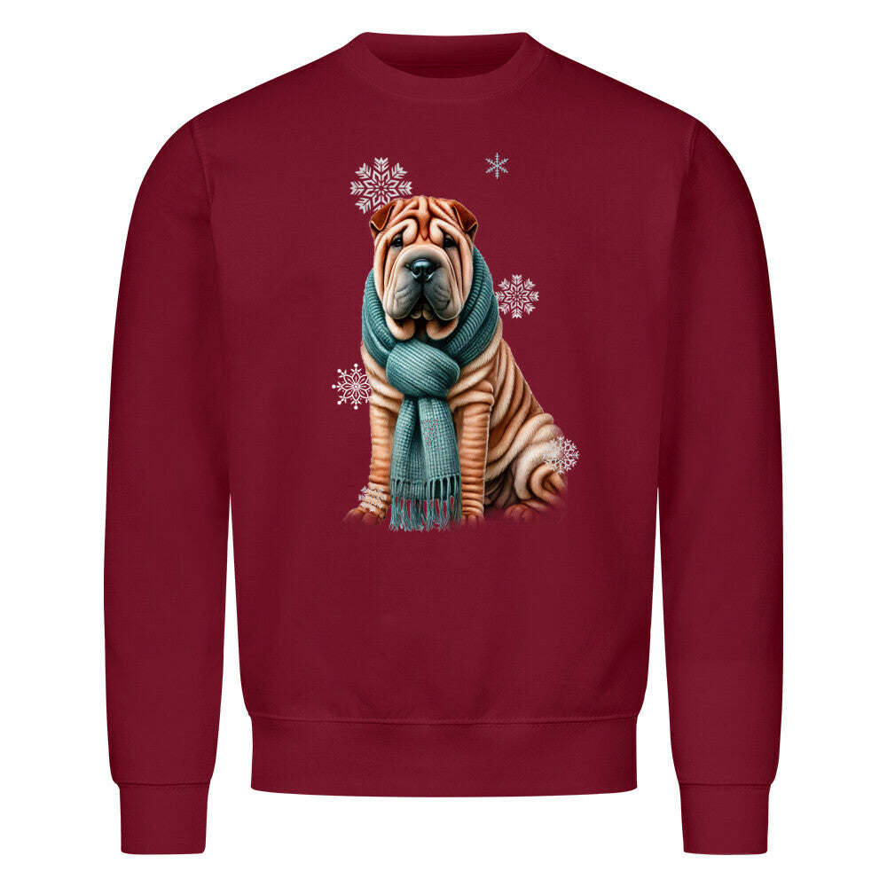 Premium Sweatshirt "Shar Pei Winter" Burgunder – hunde-shirt.de