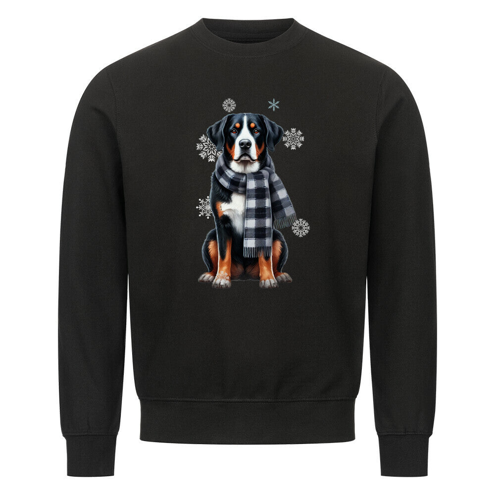 Premium Sweatshirt "Großer Schweizer Sennenhund Winter" Schwarz – hunde-shirt.de