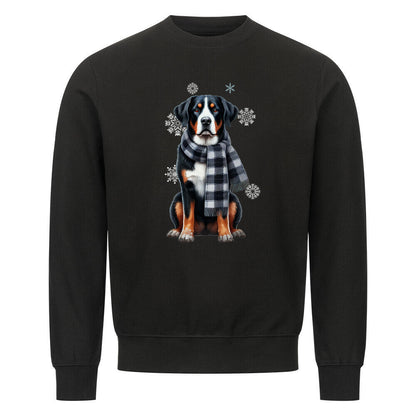 Premium Sweatshirt "Großer Schweizer Sennenhund Winter" Schwarz – hunde-shirt.de