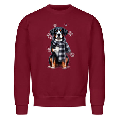 Premium Sweatshirt "Großer Schweizer Sennenhund Winter" Burgunder – hunde-shirt.de